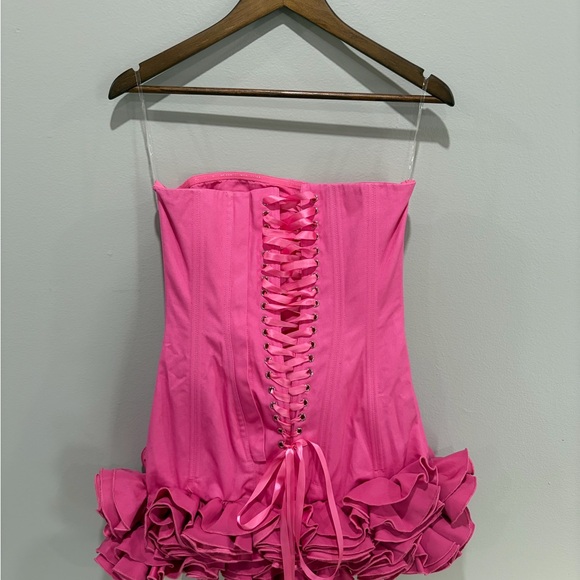 NWT Mew Mews Birtin Strapless Flower Mini Dress In Pink Size M - Picture 5 of 11